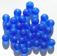 25 10mm Transparent Matte Sapphire Round Glass Beads